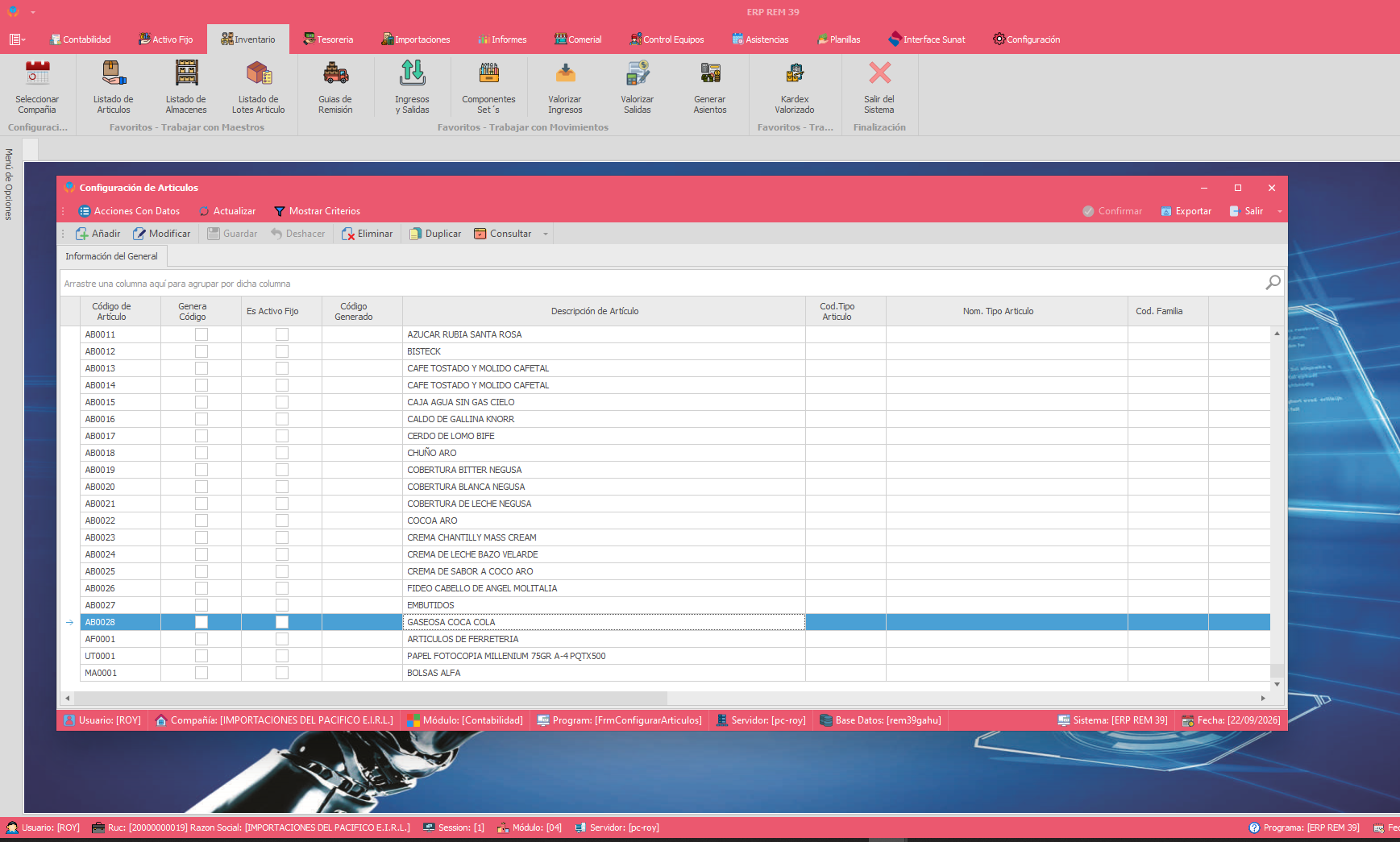 ERP REM39 - Sistema de Gestión Empresarial